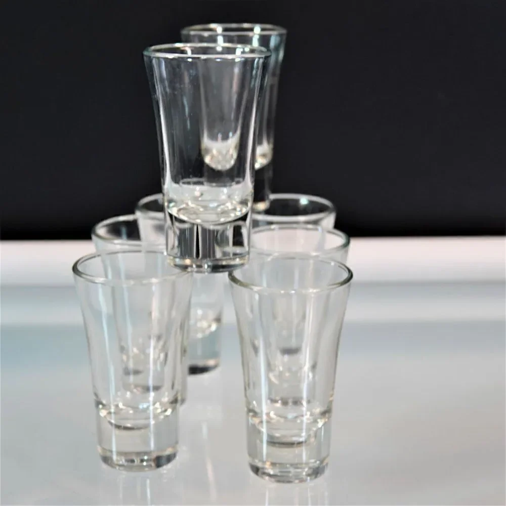 Tequila Shooter 8 Shot Glasses Clear Glass Thick